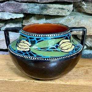 VTG German Jugendstil Pottery Crock 2-handled Planter Arts & Crafts Art Nouveau